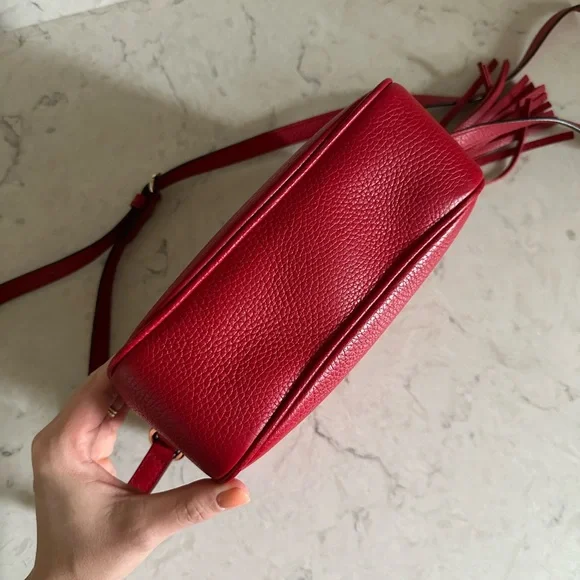 Gucci Calfskin Red Small Soho Disco Pebbled Leather Crossbody - Picture 4 of 13